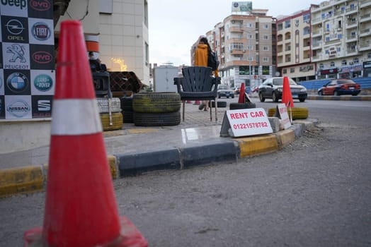 rent a car street shop sign on the ground. High quality photo