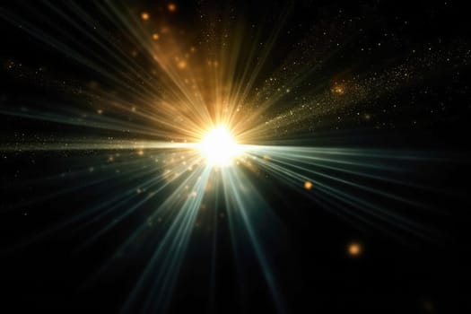 Lens flare on black background created with generative AI technology