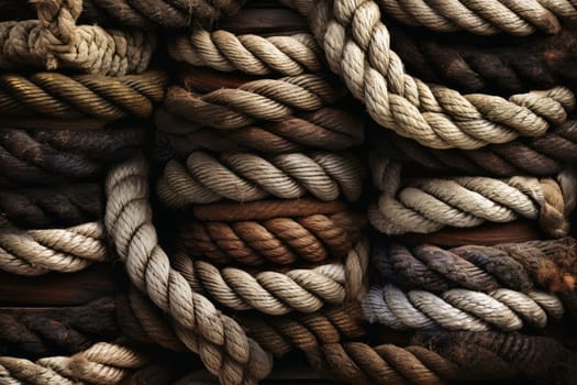 Ropes and knots sailing background created with generative AI technology