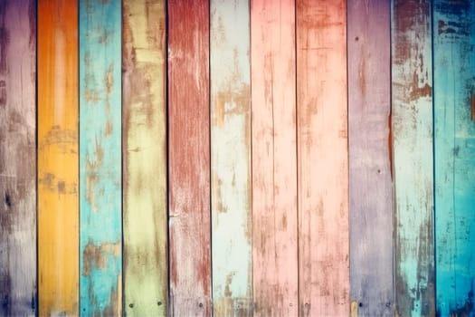 Vintage wooden plank background in pastel colors created with generative AI technology