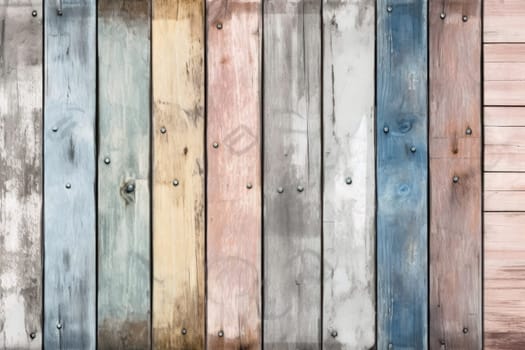 Vintage wooden plank background in pastel colors created with generative AI technology