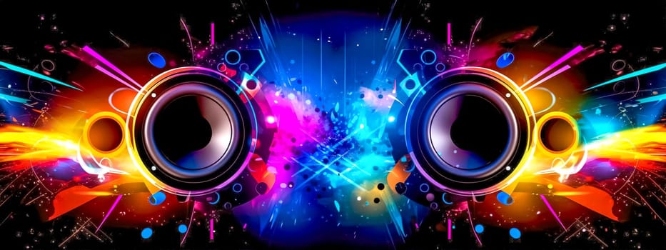 digital music, sheet music, abstract background banner, bass speakers, made with Generative AI. High quality illustration