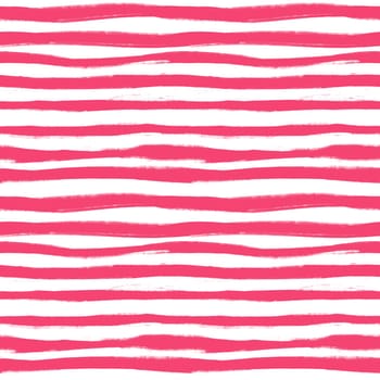 Hand drawn seamless pattern with red magenta stripes on white background. Colorful striped print, horizontal lines, abstract geometric modern textile, wrapping paper, rought texture uneven edges