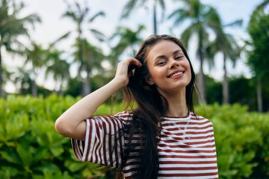 woman bag summer grass portrait happiness lifestyle person active freedom t-shirt park walking walk happy hipster smiling sunset nature beautiful sunny