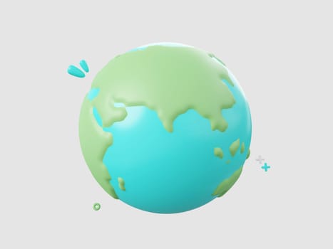3d cartoon design illustration of Globe icon isolated.