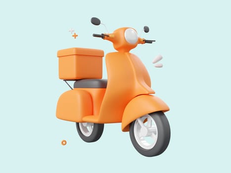 3d cartoon design illustration of Scooter delivery service.