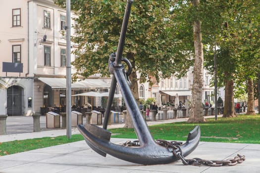 Anchor Monument in Congress Square Park Ljubljana.