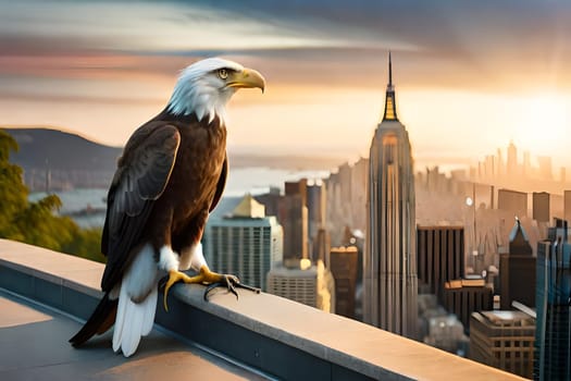 A bald eagle with a black ring in the background. 4th july independence day of us generative ai