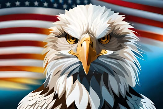 A bald eagle with a black ring in the background. 4th july independence day of us generative ai