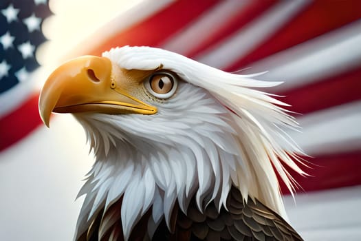 A bald eagle with a black ring in the background. 4th july independence day of us generative ai