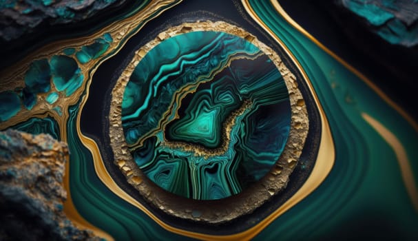 Golden Malachite Marble Texture. Generative AI