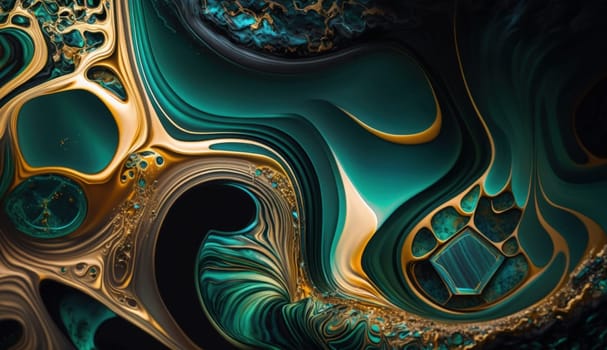 Golden Malachite Marble Texture. Generative AI