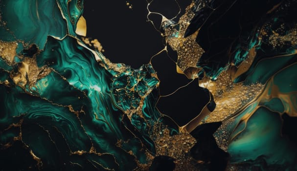 Golden Malachite Marble Texture. Generative AI