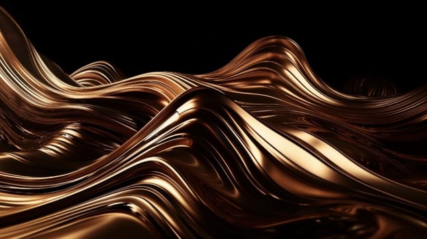 Metallic gold abstract wavy liquid background. Generative AI