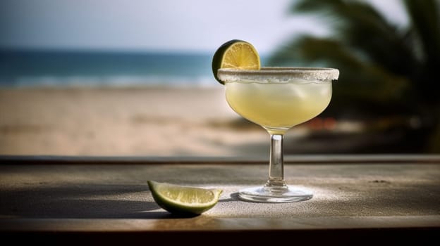 Fresh Margarita on a Tropical Summer Day. Generative ai