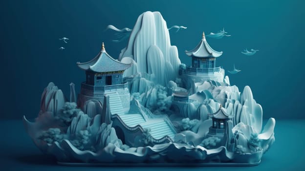Vivid and Vibrant 3D Chinese Illustration. Generative ai