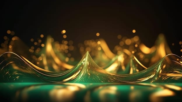 Green and Gold Bokeh Shiny Abstract Background. Generative AI