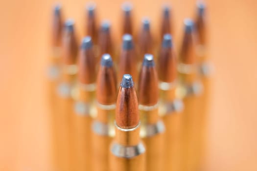 group of soft point bullets lined up