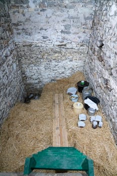 an old village basement for storing food with ice