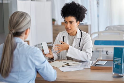 Health, consultation with doctor and patient, hospital and medicine prescription, healthcare and help at medical office. Women, communication and advice, health insurance and health care talk