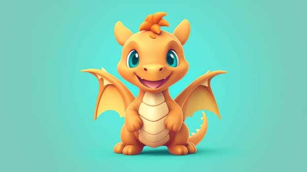 A cute little dragon is a symbol of the new year according to the eastern calendar on a plain background. AI generated