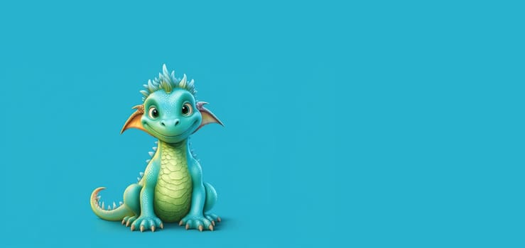 A cute little dragon is a symbol of the new year according to the eastern calendar on a plain background. AI generated