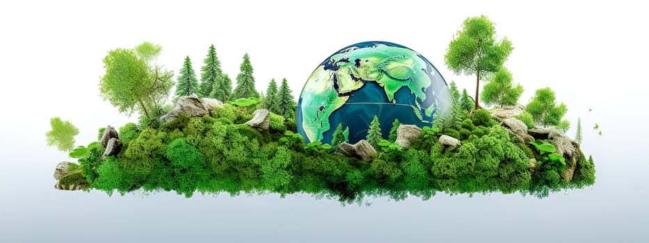 green planet, global ecology, happy earth day, banner, made with Generative AI. High quality illustration