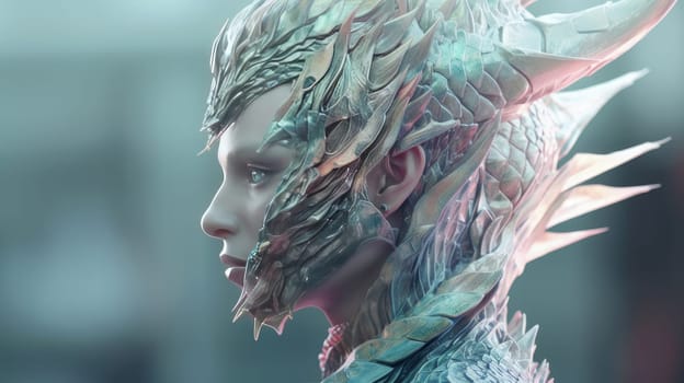 Creature half dragon half human. AI generated