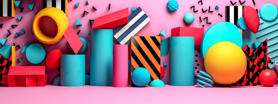creative colorful 3D memphis style, made with Generative AI. High quality illustration