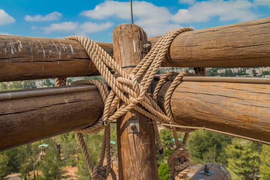 Top of wooden climbing tower.