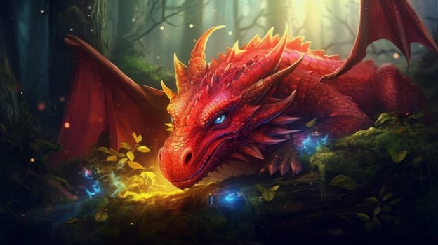 A large, red dragon is a symbol of the new year according to the eastern calendar. AI generated