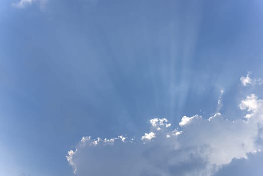 cloud with light beam blue sky.