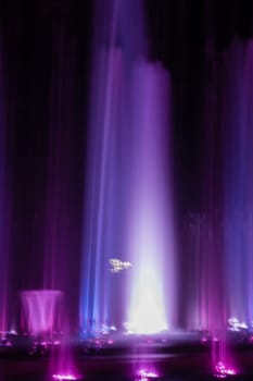 Colorful musical fountain in Margaret Island, Budapest, Hungary at night
