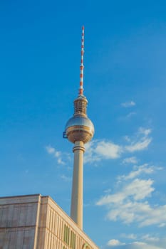 The TV Tower of Berlin that located on the Alexanderplatz