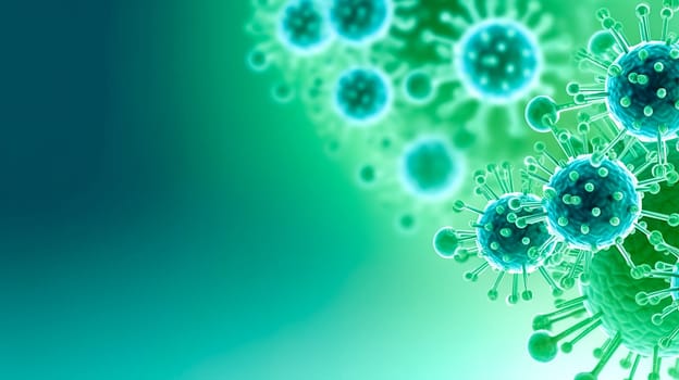 bacteria, virus under a microscope, danger of disease, epidemic, banner, made with Generative AI. High quality illustration