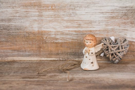 Christmas tree golden angel ornament.Golden Christmas Balls with angel with Red and White Beads