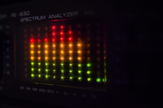 Graphic equalizer bars on an audio system - Close Up Selective Focus
