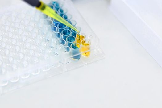 Lab Worker Adding Liquid to Test Tubes in laboratory