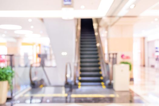 Luxury department store shopping mall interior, abstract defocused blur with bokeh background, concept of shopping seasons design.