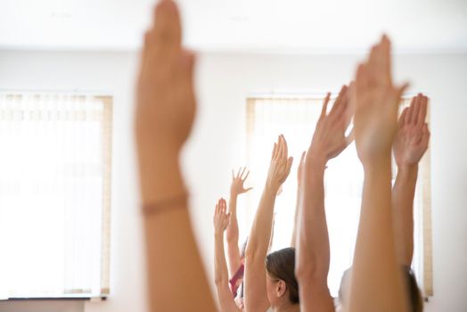 Yoga Class, Group of People Relaxing and Doing Yoga pose