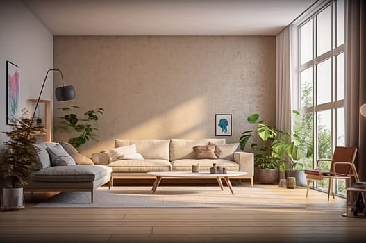 Interior of a modern living room. Generative AI. High quality illustration