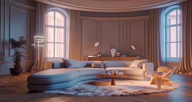 Interior of a modern living room. Generative AI. High quality illustration