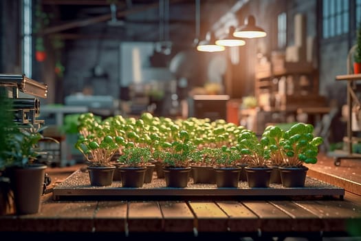 Growing and studying microgreens in the laboratory. Generative AI. High quality illustration