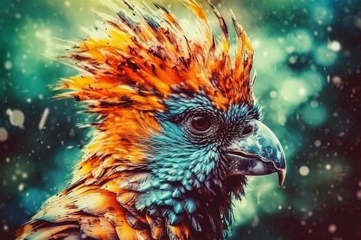 Close-up portrait of a colorful parrot. Generative AI.