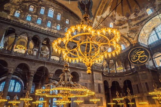 Hagia Sophia Hagia Sofia, Ayasofya interior in Istanbul, Turkey, Byzantine architecture, city landmark and architectural world wonder. Turkiye.