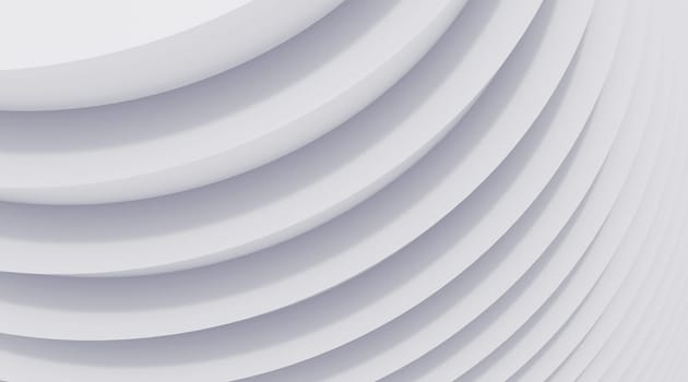 Abstract Curved Shapes. White Circular Background. 3D rendering.