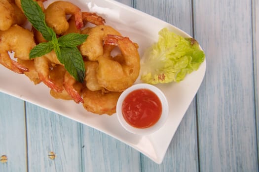 Recipe for shrimp fritters in sweet and sour sauce, High quality photo