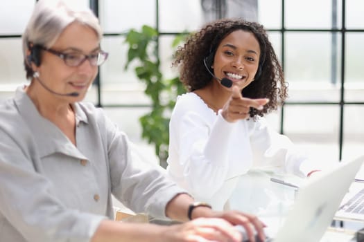 Female customer service agent in a call center.