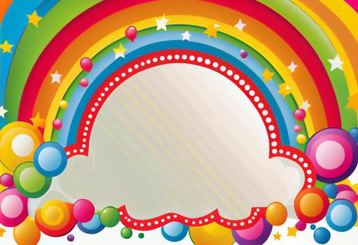 Colorful rainbow birthday party border frame background