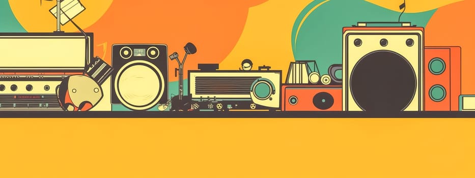 abstract retro style art banner, made with Generative AI. High quality illustration